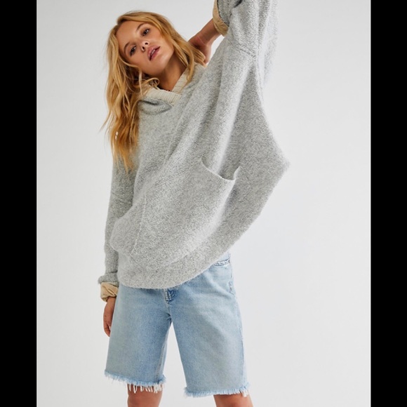 FREE PEOPLE GREY MILO SWEATER HOODIE